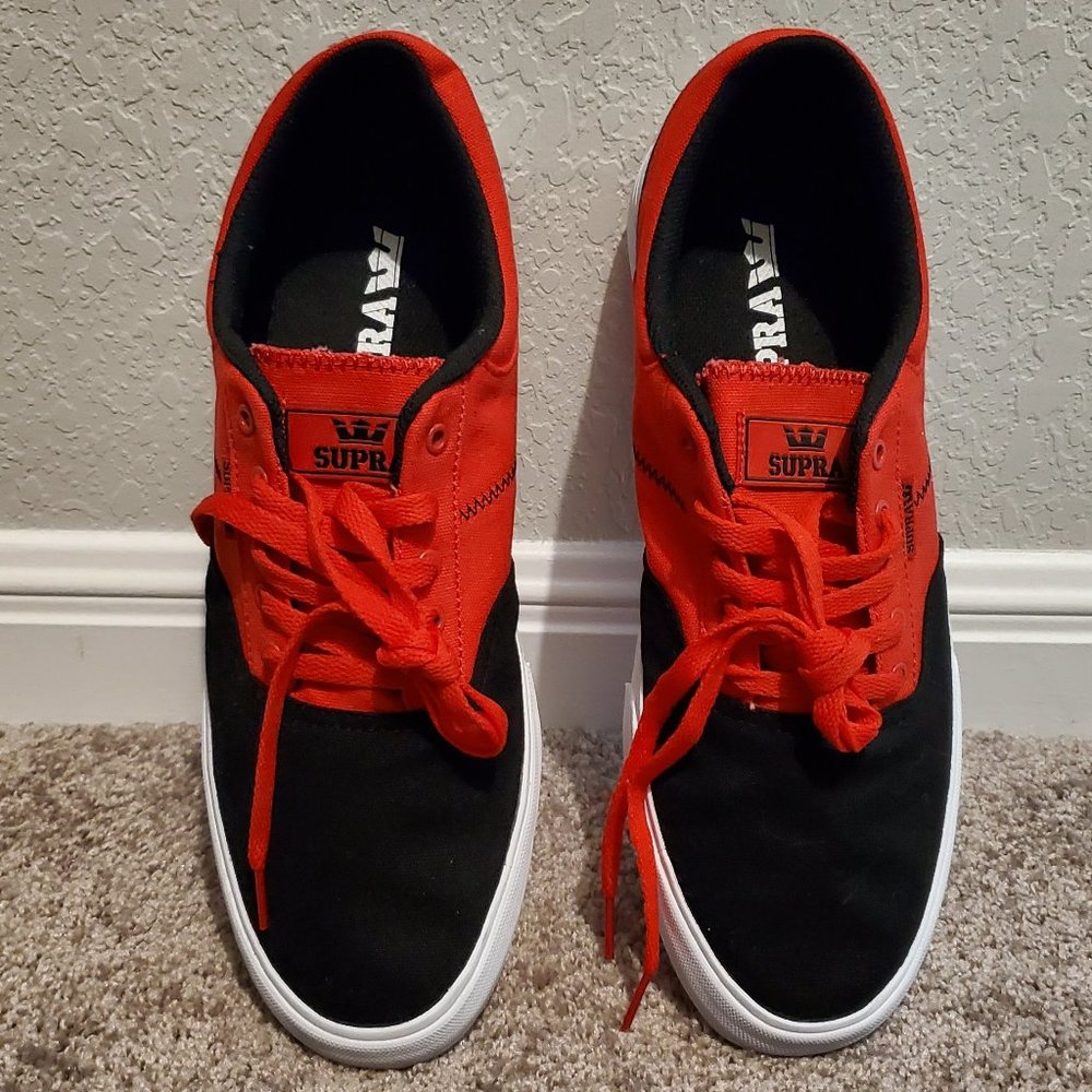 Supra Cobalt Black, Red & White Skate Shoes Men's 11.5